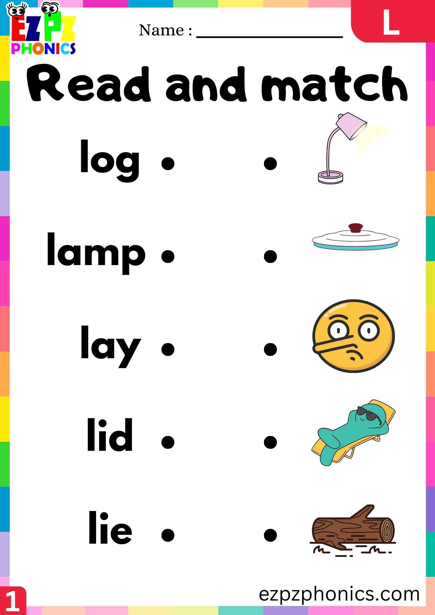 Letter L Read And Match Beginning Sounds Worksheet